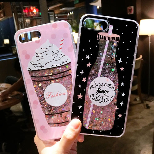 Ice Cream Glitter Liquid Cover For iPhone, Samsung