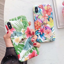 Load image into Gallery viewer, Leaf Flower Glossy Silicone Case For iPhone