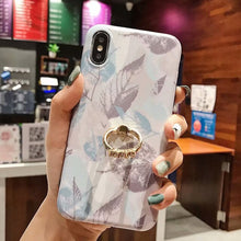 Load image into Gallery viewer, Leaf Flower Glossy Silicone Case For iPhone