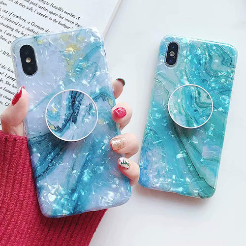 Marble Silicon Stand Phone Case For iPhone