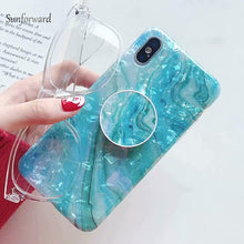 Load image into Gallery viewer, Marble Silicon Stand Phone Case For iPhone