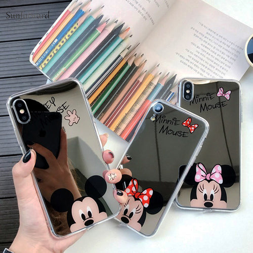 Mickey Minnie Mirror Ring Phone Case For iPhone